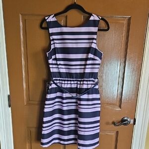 The Limited -Lavender/blk striped sleeveless textured dress Sz 8P NWT.